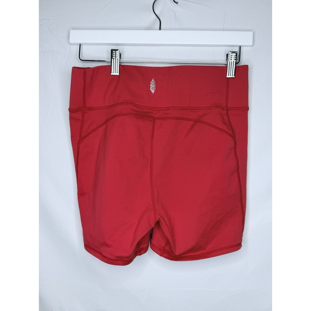 Free People Movement Athletic Biker Shorts Red High Rise Waisted Size M Medium